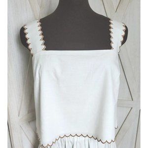 NWOT Tuckernuck White Scallop CeCe Women's Tola Top Shirt L